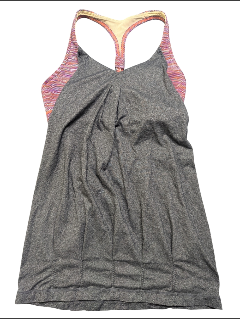 Lululemon Gray Racerback Tank Built In Bra No Pads Size 8
